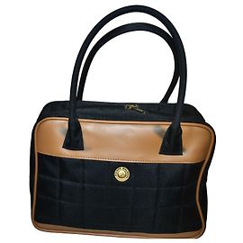 Borsa a mano Pierre Balmain in tessuto nero e marrone Marrone Nero
