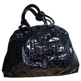 Séquoia Borsa a mano in pelle verniciata nera Nero