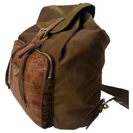 Prada Backpack Brown Crocodile Nylon Brown