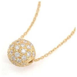 Collier en perles de diamant en or jaune K18 Mikimoto Doré