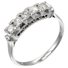 Autre Marque Pt900 Platin 5P Diamantring Silber