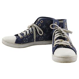 Louis Vuitton High Cut Monogram Denim Sneakers Blue