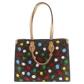 Sac tote OnTheGo MM Monogram Vernis Louis Vuitton LV×YK Marron Multicolore