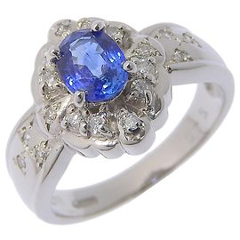 Autre Marque Pt900 Platin-Saphir-Diamantring Silber