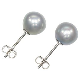 Autre Marque Brincos de pérola em ouro branco K14 Prata
