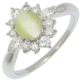 Autre Marque Anello in Platino Pt900 con Diamante Occhio di Gatto Argento