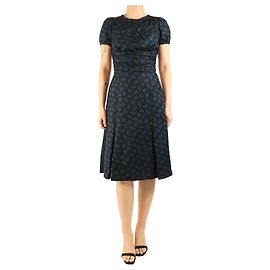 Marc Jacobs Black and blue silk printed midi dress - size UK 8 Black