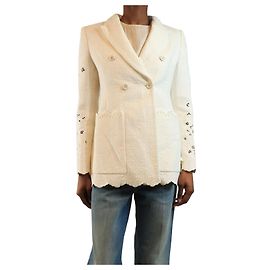 Chloé Blazer crème brodé de fleurs - taille UK 6 Écru