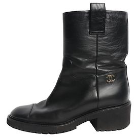 Chanel Black leather boots - size EU 38.5 (UK 5.5) Black