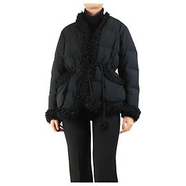 Autre Marque Schwarze Daunenjacke mit Lammfell-Details - Größe S Schwarz