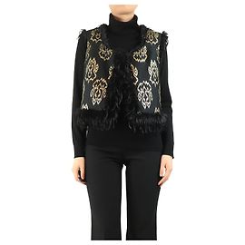 Giambattista Valli Black embroidered feather gilet - size UK 10 Black