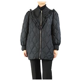 Ganni Schwarze gesteppte Rüschjacke - Größe UK 10 Schwarz