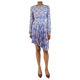 A.L.C Robe midi plissée à fleurs bleues - taille 6 Bleu