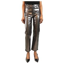 Frame Denim Metallic graue Le Sleek Straight Jeans - Größe UK 8 Grau