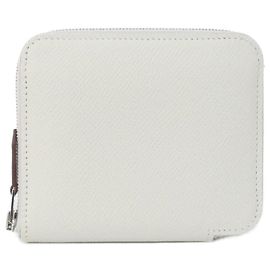 Hermès Hermes MORS & CO Silk In Compact Wallet White Red