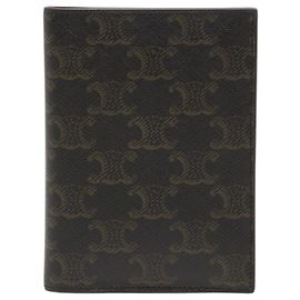 Céline Celine Trion Passport Case Brown Black