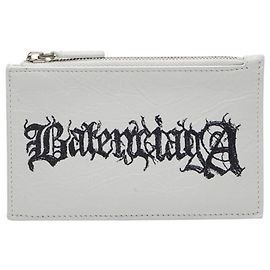 Balenciaga DIY Metall-Logo-Kartenetui Schwarz Weiß