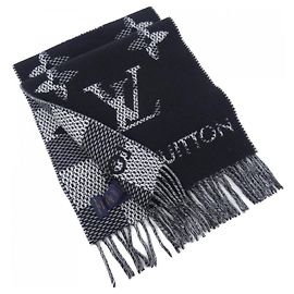 Monocheck Cashmere-Schal von Louis Vuitton Schwarz Weiß