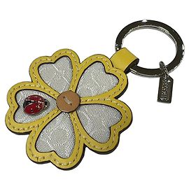 COACH Keyring Charm Keychain White Yellow