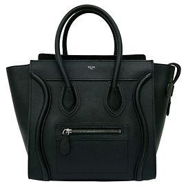 Céline Celine Luggage Micro Leder Handtasche Tote Bag Schwarz