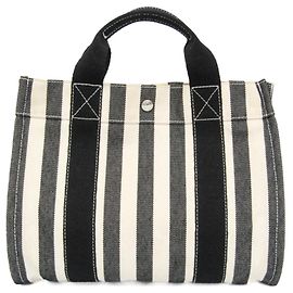 Hermès Hermes Cannes PM Canvas Tote Bag Black Eggshell