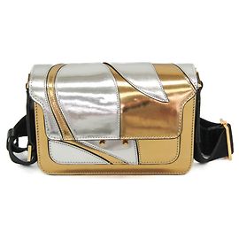 Bolsa Marni Trunk Mini de couro dourado e prateado Prata Dourado