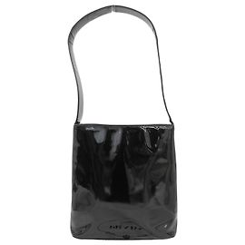 Prada Black Enamel Leather Shoulder Bag Black
