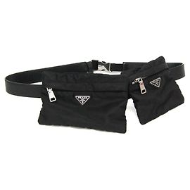 Pochette Cintura Tessuto Prada in Pelle Nera Nero