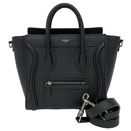 Céline Celine Luggage Nano Shopper Lederhandtasche Schwarz