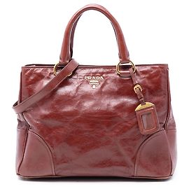Prada Rote Vitello Shine Handtasche Rot Andere