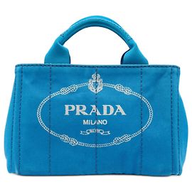 Sac cabas Prada Blue Small Canvas Canapa Logo Bleu