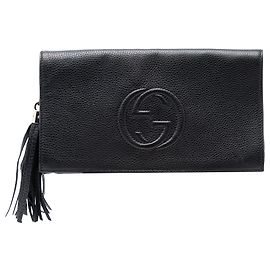 Gucci Black Leather Soho Disco Clutch Black
