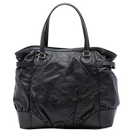 Bolsa tote lua cheia em couro preto com relevo Horsebit da Gucci Preto