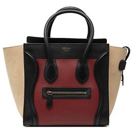 Céline Borsa da viaggio Celine in pelle micro tricolore rossa Rosso Bordò