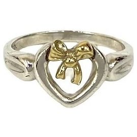 Anillo combinado de cinta en forma de corazón Tiffany & Co. Plata Dorado