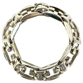 Pulseira charm em prata esterlina 925 com motivo H vintage da Hermès Prata