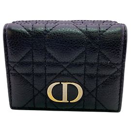 Christian Dior Lady Compact Wallet Black