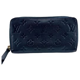 Louis Vuitton Navy Leather Long Wallet Navy blue