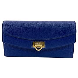 Salvatore Ferragamo Gancini Hardware Long Wallet Navy blue