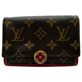 Carteira Compacta Flore Louis Vuitton Marrom Rosa