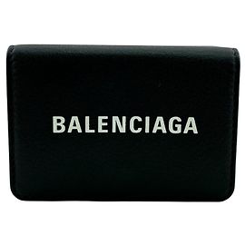 Balenciaga Everyday Compact Tri-fold Wallet Black White Dark grey