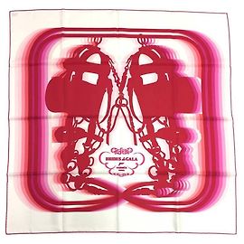 Foulard in seta rosa e bianco Hermès Rosa Bianco