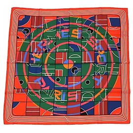 Hermès Seidenschal Carre 90 Rot Multicolore Rot Mehrfarben