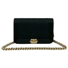 Borsa a Spalla Chanel Boy Chanel Coco Mark Chain Nero
