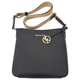 Borsa a spalla Michael Kors Jet Set Travel in tela nera Nero Beige D'oro