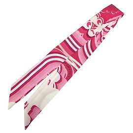 Hermès Lenço HERMES Twilly em Fúcsia e Branco Branco Fuschia