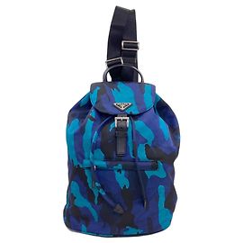 Prada Camouflage Pattern Backpack in Blue Nylon Blue