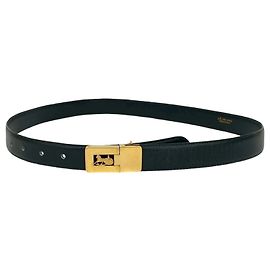 Céline Cinturón de cuero con hebilla de carroza vintage CELINE Negro