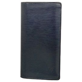 Cartera Larga Brazza de Cuero Epi Louis Vuitton Azul marino