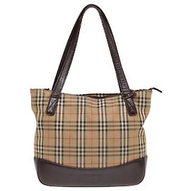Burberry Nova Check Tote canvas check pattern Small Beige